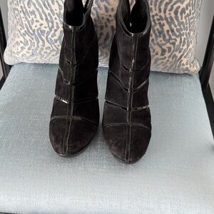 Franco Sarto Black Suede Paneled Ankle Booties